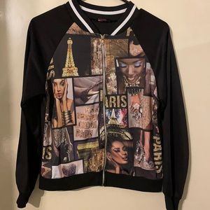 Pairs fashion week themed bomber style jacket